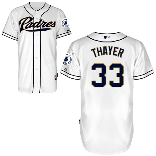 Dale Thayer #33 MLB Jersey-San Diego Padres Men's Authentic Home White Cool Base Baseball Jersey